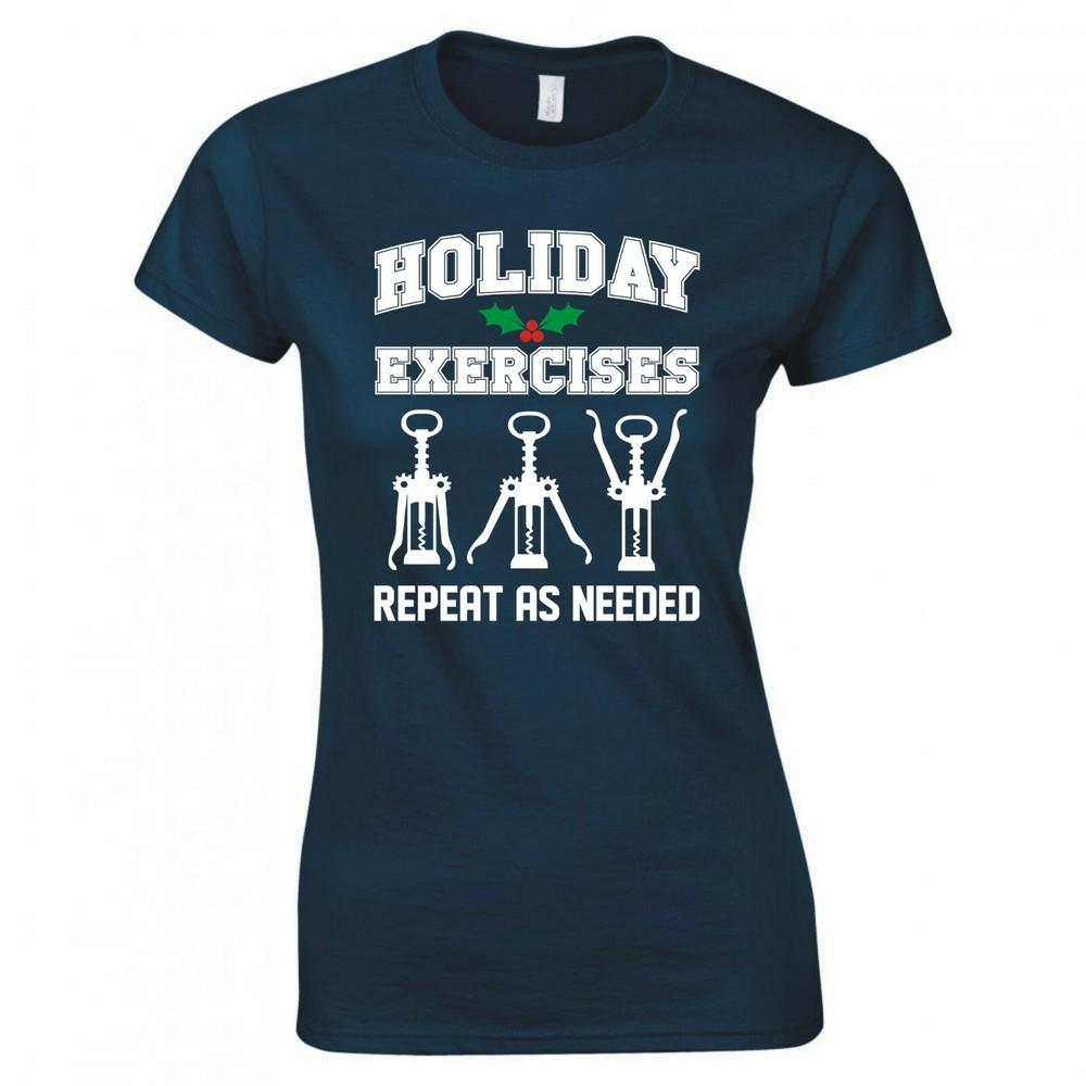 Funny Christmas Holiday Exercises Ladies Skinny Fit TShirt S