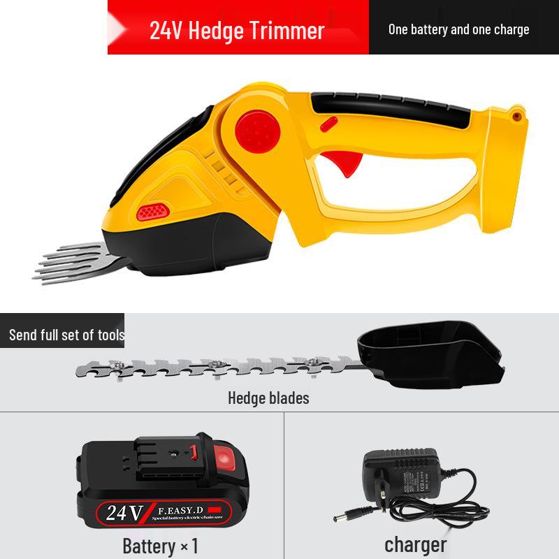 Rechargeable Dual-Purpose Electric Hedge Trimmer and Pruner - One-Handed Lawn & Garden Tool