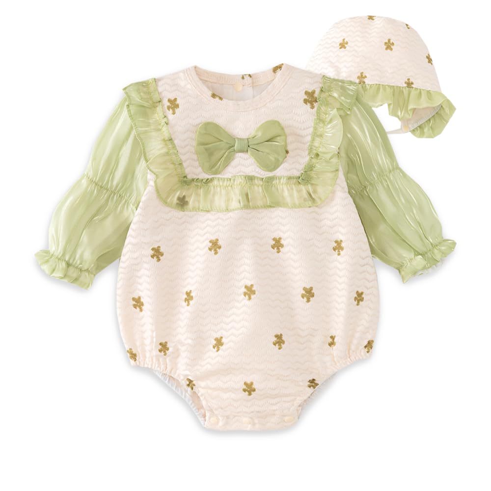 

Reegoo Peter Baby Girl Newborn Coverall with Size Months Romper, Bodysuit, Clothes, Hat, Green, 73, 6-9