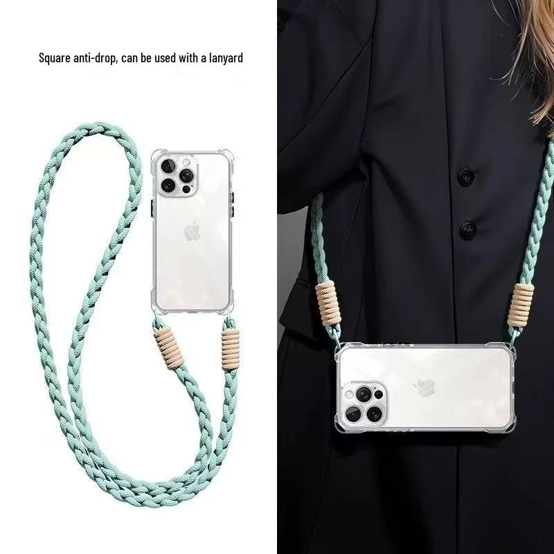 Transparente quadratische Lanyard-Hülle für Apple iPhone 11/13/14/15/16/XR/XS - Vollständige Abdeckung