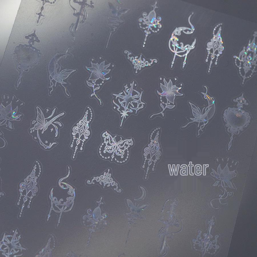 Autocolante pentru unghii din sticlă pisată transparentă în stil chinezesc Ferrite M841