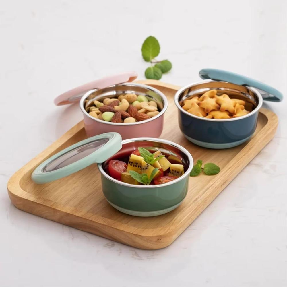 Round Stainless Steel Fresh-keeping Box Japanese-style Crisper Lunch Box for Student Kids