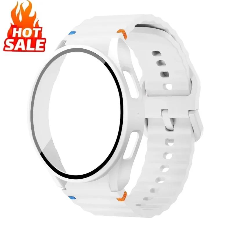 Case+Strap for Samsung Galaxy Watch 7 6 5 4 40mm 44mm Silicone Official Band PC Protector Cover Bumper Accessorie Galaxy Watch 7