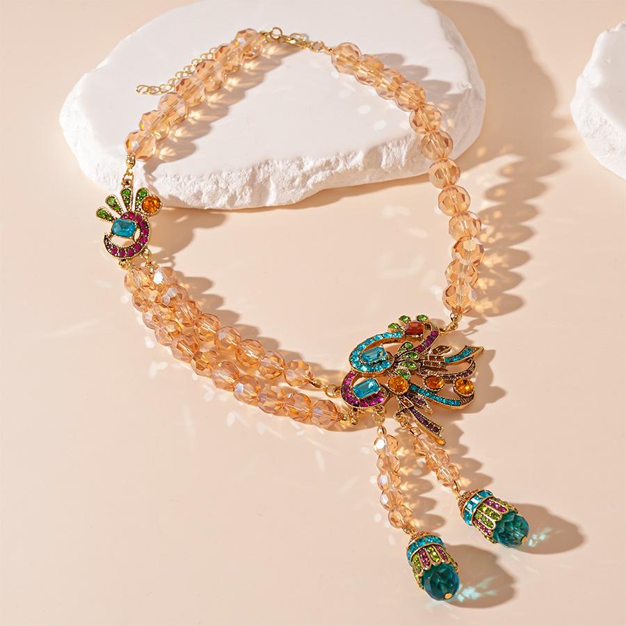 

Комплект серег и ожерелья из смолы со стразами в средневековом стиле: Высококачественная модная бижутерия для женщин