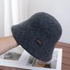 Plush hat women's autumn and winter wide brims show small face plain and versatile woolen bucket hat foldable basin hat