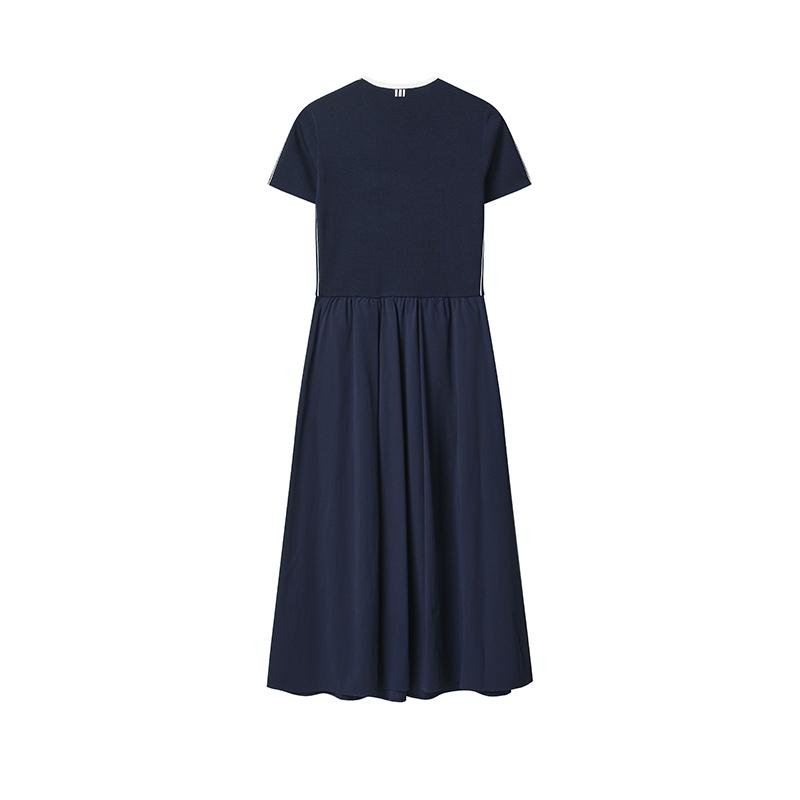 FILA Heritage Fashion Classic Retro Simple Casual Elegant Relaxed Versatile Comfortable Fitted Woven Midi Short Sleeve Dress Women dress F11W628313FDB