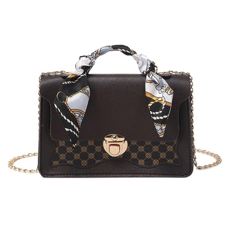 New bag silk scarf strap printed small square bag versatile single shoulder crossbody portable women's bag