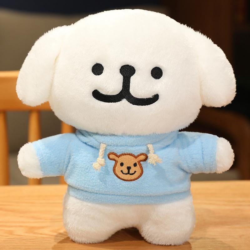 Cute Korean Maltese Dog Plush Toy Stuffed Soft Animal Cartoon Puppy Wear Clothes Pillow Birthday Christmas Gift for Kids