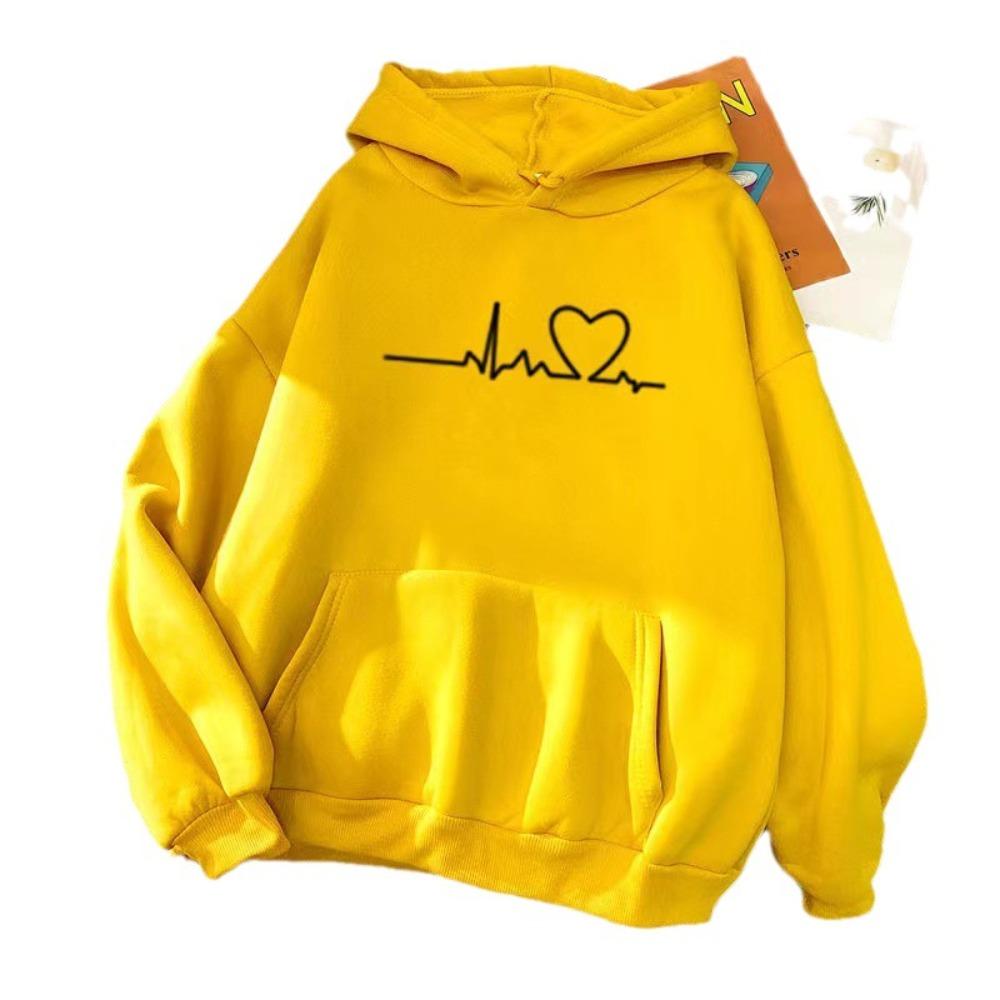 Versatile Plus Size Unisex Casual Hoodie, Minimalist Heart Print Hoodie, Oversized Silhouette Hoodie for Streetwear & Everyday Looks