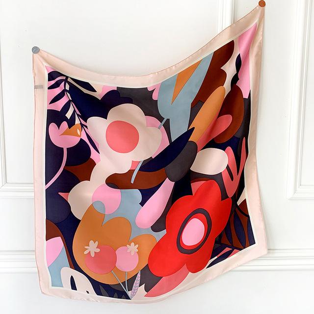 70*70cm Fashion Handkerchief Neck Scarf For Women Small Shawl Silk Satin Hair Scarfs Female Square Headband Bandana Head Scarves