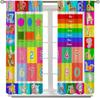 Abc Alphabet Curtains, Cartoon Toddler Colourful Animals Numbers Colours Classroom Learning Windows Treatments Drapes For Kids