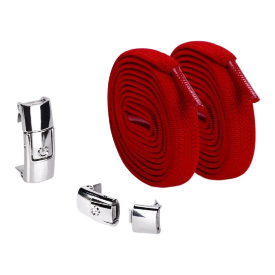 

1 пара 8 мм шнурки без завязывания с застежкой-пряжкой, однотонные плоские эластичные многоцелевые детские взрослые ленивые шнурки для обуви для улицы красный