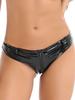 Set di Lingerie da Donna in Pelle Verniciata: Reggiseno e Slip a Vita Bassa con Cerniera sul Cavallo