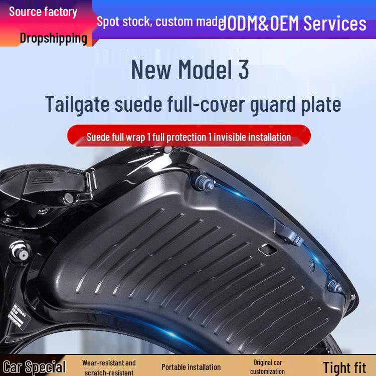 Suede Tailgate Protector for Refreshed Model 3 Y: Full Trunk Interior Coverage.