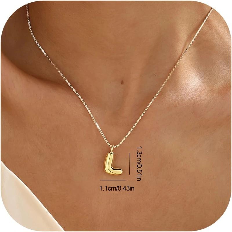 CARLIDANA New Female Pendant Chubby Mini Bubble Letters Stainless Steel Gold Plated 26 English Alphabet Letter Fashion Woman