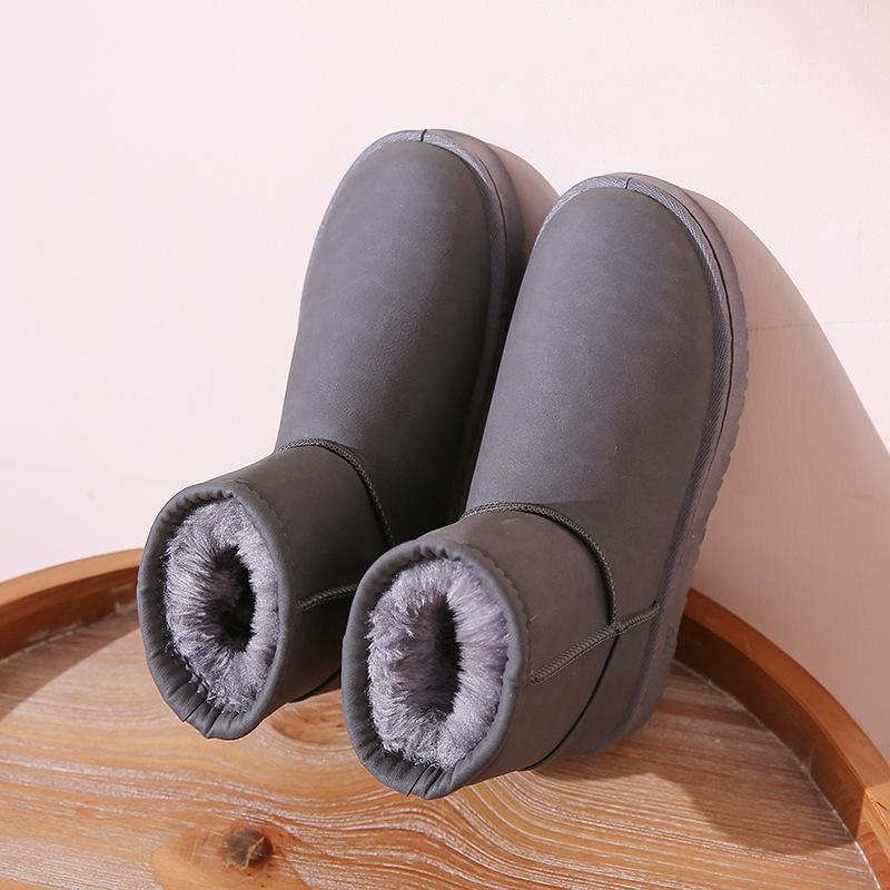 

2025 winter thickened and velvet anti-water ingress leather surface versatile new versatile snow boots women 2025 40 серый