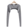 Women's Neck Ribbed Crop Top Pullover Long Sleeve Cropped T-Shirt Casual Boleros Shurgs Streetwear