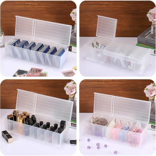 siawadeky Card Case with Dividers, Classified Storage, Large Capacity Card Box with Lid, Collection Box, Horizontal Loading, Holds Over 500 Trading Ca