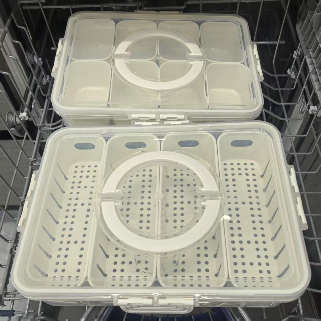 Divided Serving Tray with Lid , Food Storage Container, Snack Box, 4/8 Compartment Snack Containers, Fruit Storage Containers