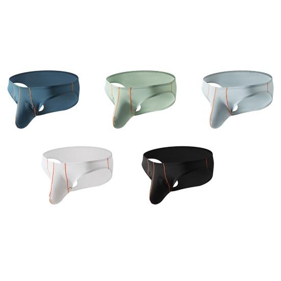 Men Briefs Ice Silk Ultra-Thin Low-rise Elastic Underwear Solid Color 3D Elephant Nose