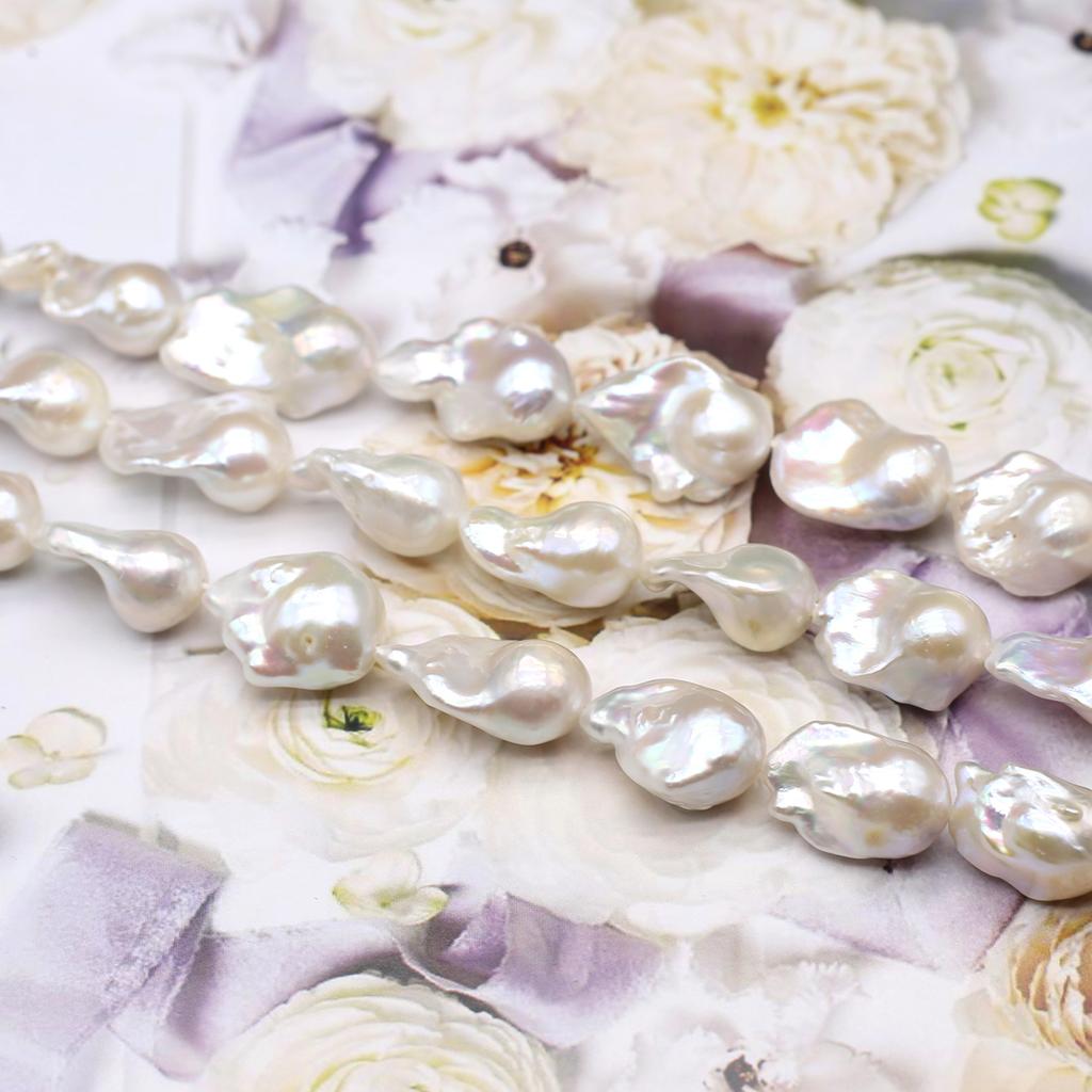 1String, White Natural Freshwater Pearls, Baroque Pearl Beads, 15-20mm, for DIY Jewelry Making, Unique Birthday Party Wedding Crafts, 36cm