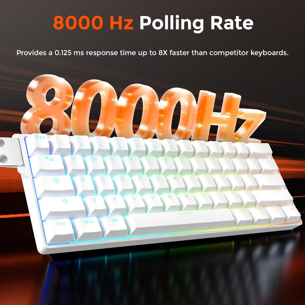 DAREU EK60HE Gaming Keyboard with Rapid 8000Hz Polling Magnetic SOCD English 0.01mm Trigger, Rate, Hot-Swap Switches, Compatible, Tenkeyless, 60%