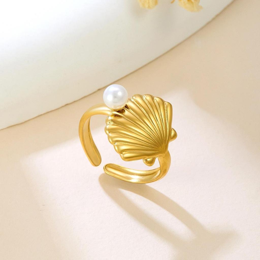 Women's Adjustable Irregular Ocean Pearl Shell Ring - Cool, Simple Style Index Finger Jewelry
