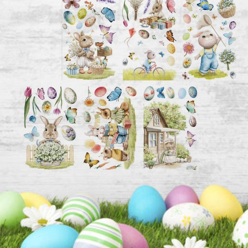 Spring Window Clings Easters Window Sticker Anticollision Window Clings Decal Large Easters Eggs Window Glass Decors