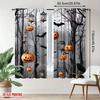 2Pcs Polyester Halloween Spooky Moonlit Printing Window Curtains Birthday Party Decoration Backdrop Drapes for Living Room