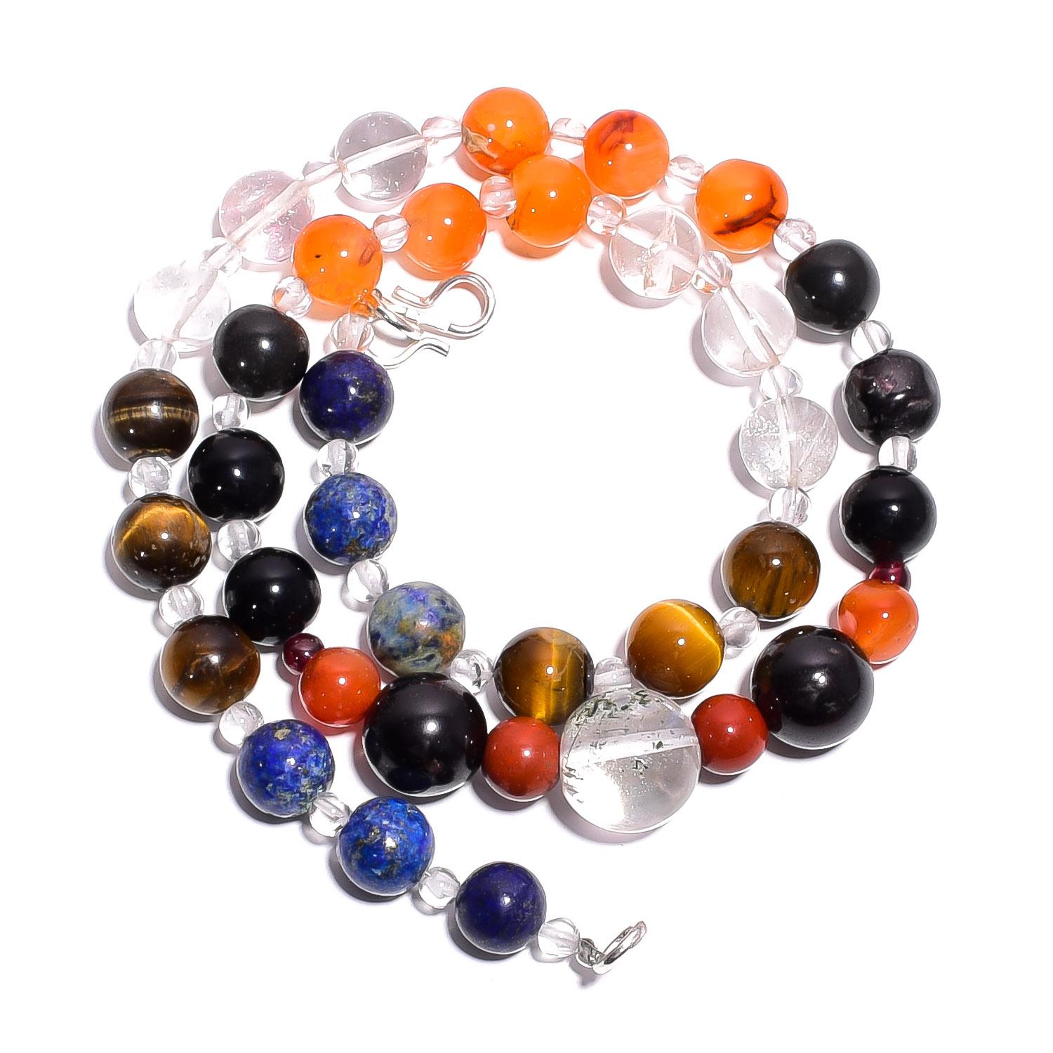

Natural Tiger Eye Crystal Carnelian Gemstone Smooth Beads Necklace 17 UB-4827 UB-4827