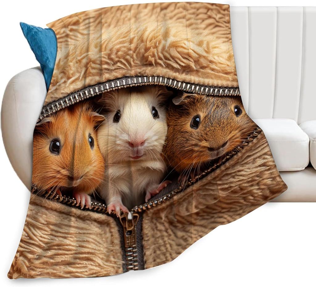 Guinea Pig Blanket Hamster Animal Throw Blankets Plush Cozy Flannel Ultra Soft Fuzzy Funny Party Blanket Gifts for Girls Women