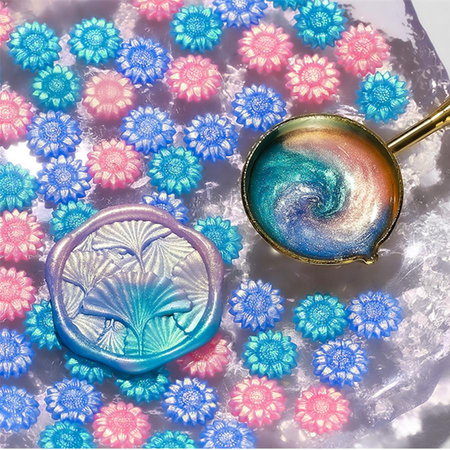 100 Stück/Beutel Aurora Sonnenblume Gemischte Farbe Siegelwachsperlen, für Hochzeitseinladungen, Briefumschläge, Wein-Geschenkverpackungen