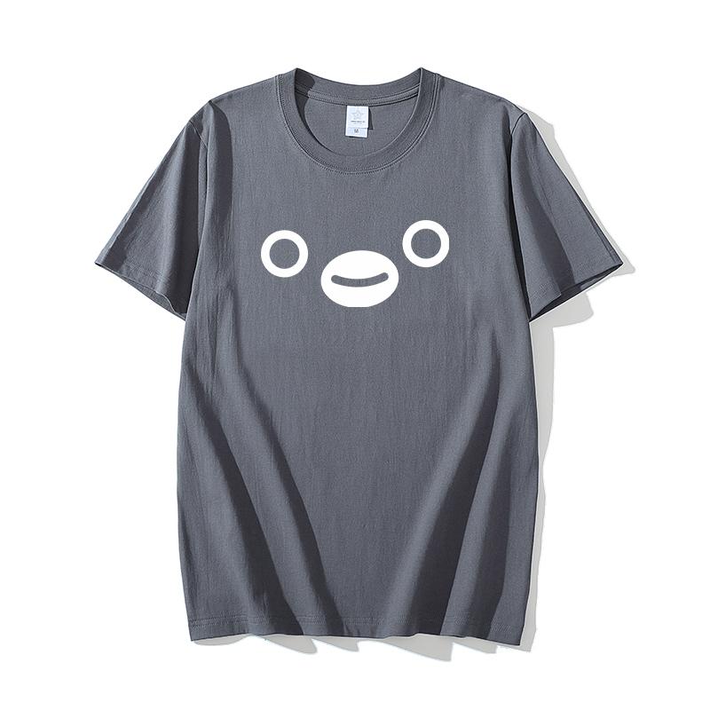 Summer Japanese Suica Penguin T-shirt, Cute and Funny Strawberry Figment, Short-sleeved Couple Clothes for Men and Women Summer