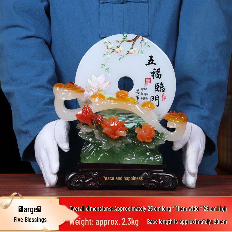 Ping An Kou Jade Stone Ornament for Wealth and New Home - Office and Living Room Decor