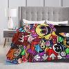 FNF Bad Time Trio Friday Night Funkin Flannel Blanket  Soft Warm Throw Blanket for Home Decor Picnic Bedspread Sofa Bed Cover