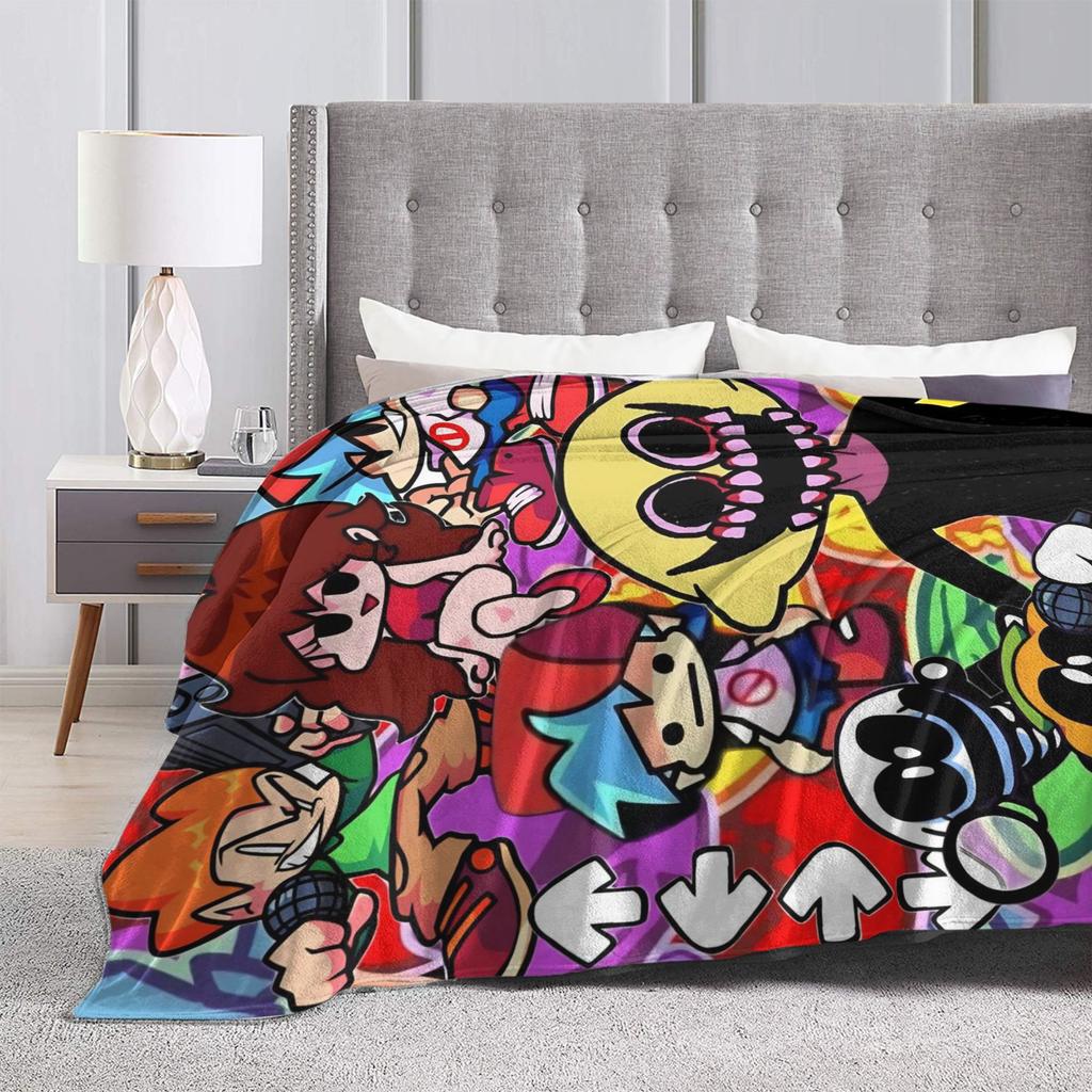 FNF Bad Time Trio Friday Night Funkin Flannel Blanket  Soft Warm Throw Blanket for Home Decor Picnic Bedspread Sofa Bed Cover
