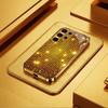 Goldenes Karomuster Glas Handyhülle für Samsung Galaxy S26 S25 S24 S23 S22 FE Ultra Plus Integriertes Glas Gold Exquisit