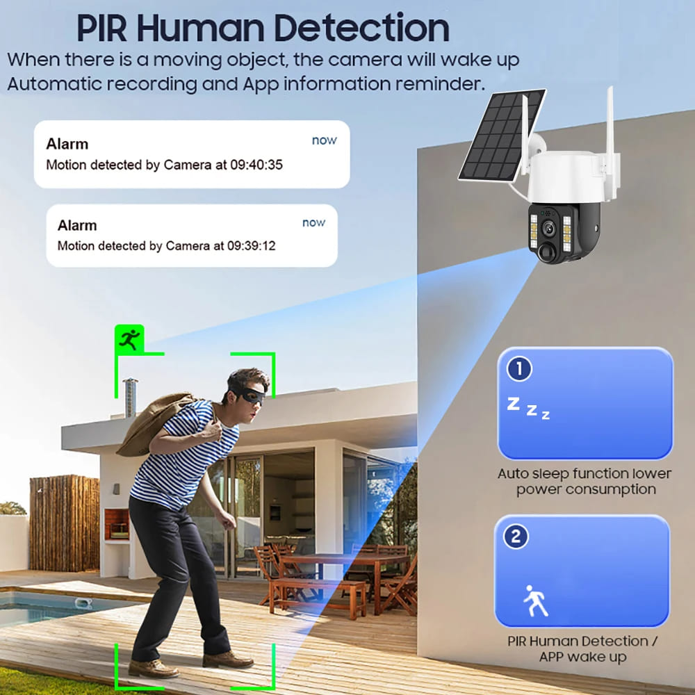 LS VISION Solar 4G SIM Card Smart Camera WiFi IP Outdoor Wireless Camara Waterproof CCTV Home Security Protection Built In Battery With Solar Panel