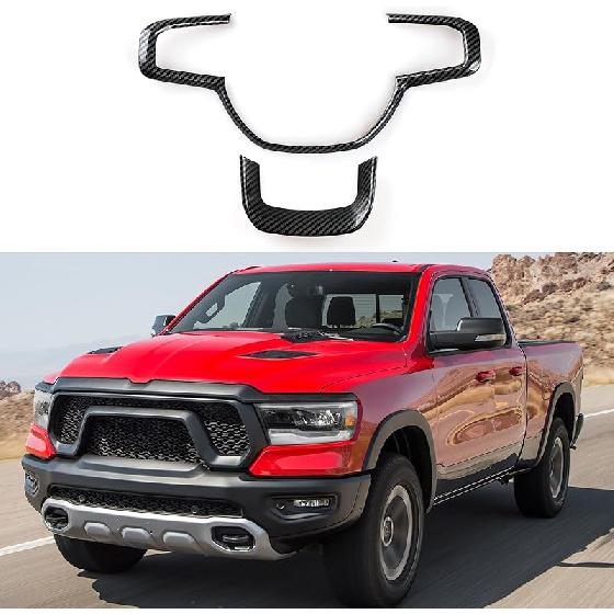 Car Air Vent Outlet Decals For -2025 Dodge Ram 1500 2500 3500 Accessories Carbon Fiber Stickers, Black