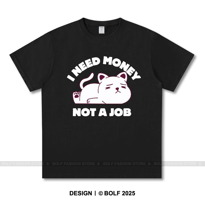 Women's I Need Money Not Job Printed T-Shirt 100% Cotton Oversized Savage Graphic Tees for Men Summer Tops Hustle Streetwear