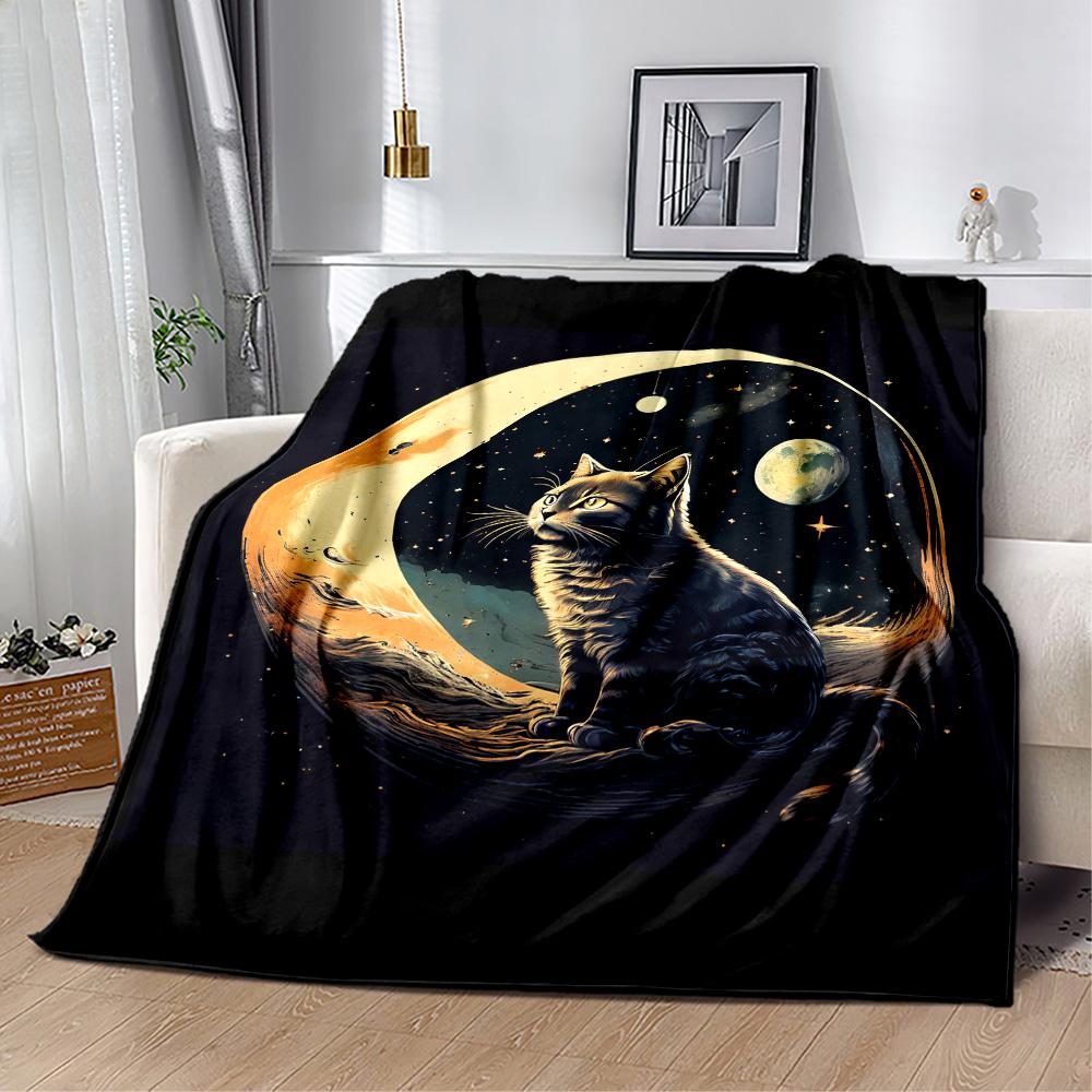 1pc Egyptian Cat Artwork blanket Soft and Warm for Sofa Office Camping Travel Livingroom Great Gift for Friends and Family Comfortable