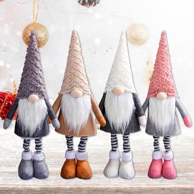 Christmas Gnomes Decorations With Long Retractable Leg Handmade Standing Gnome Plush Holiday Elf For Xmas Party Decor Navidad