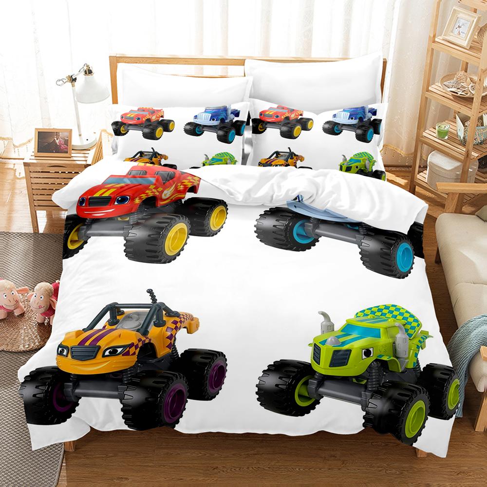3D tisk Blaze N Monster Machines Ložní souprava Kreslený povlak na přikrývku Double Twin Full Queen King Povlečení pro dospělé Kid Povlak na přikrývku
