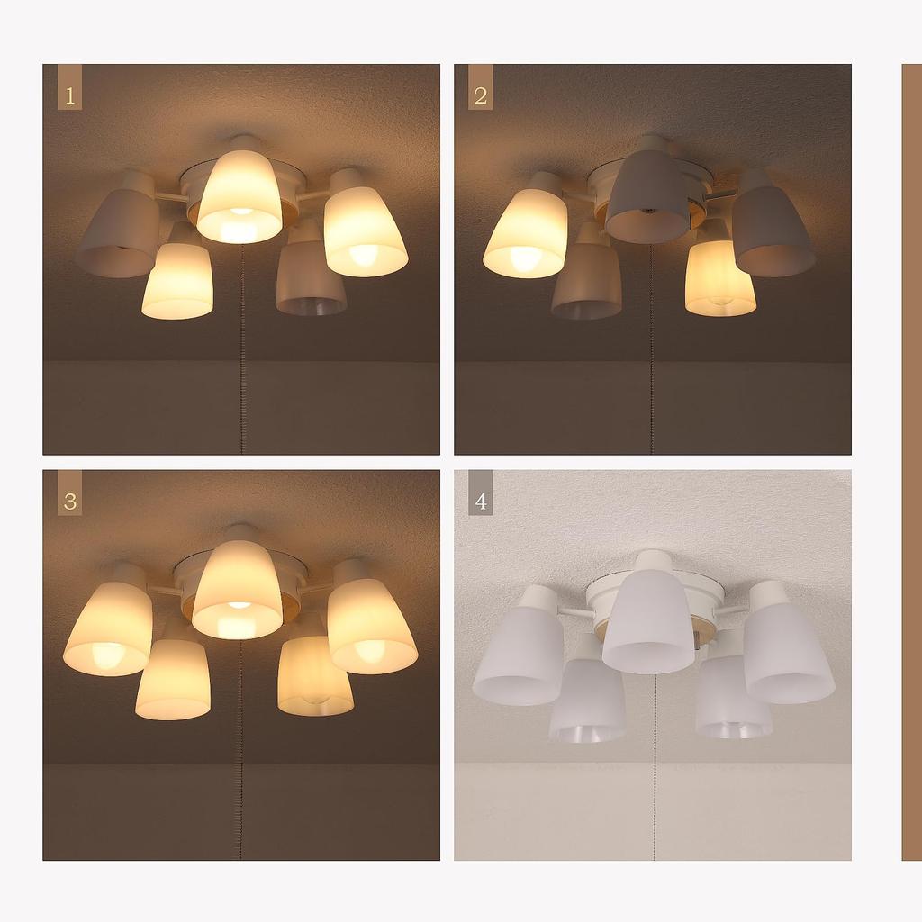 Stylish 5-Light Ceiling Light, Chandelier Pendant Light, Nordic Style, LED Ceiling Light, E26 Type, Suitable for Rooms up to 6, 8, or 12 Tatami Mats,