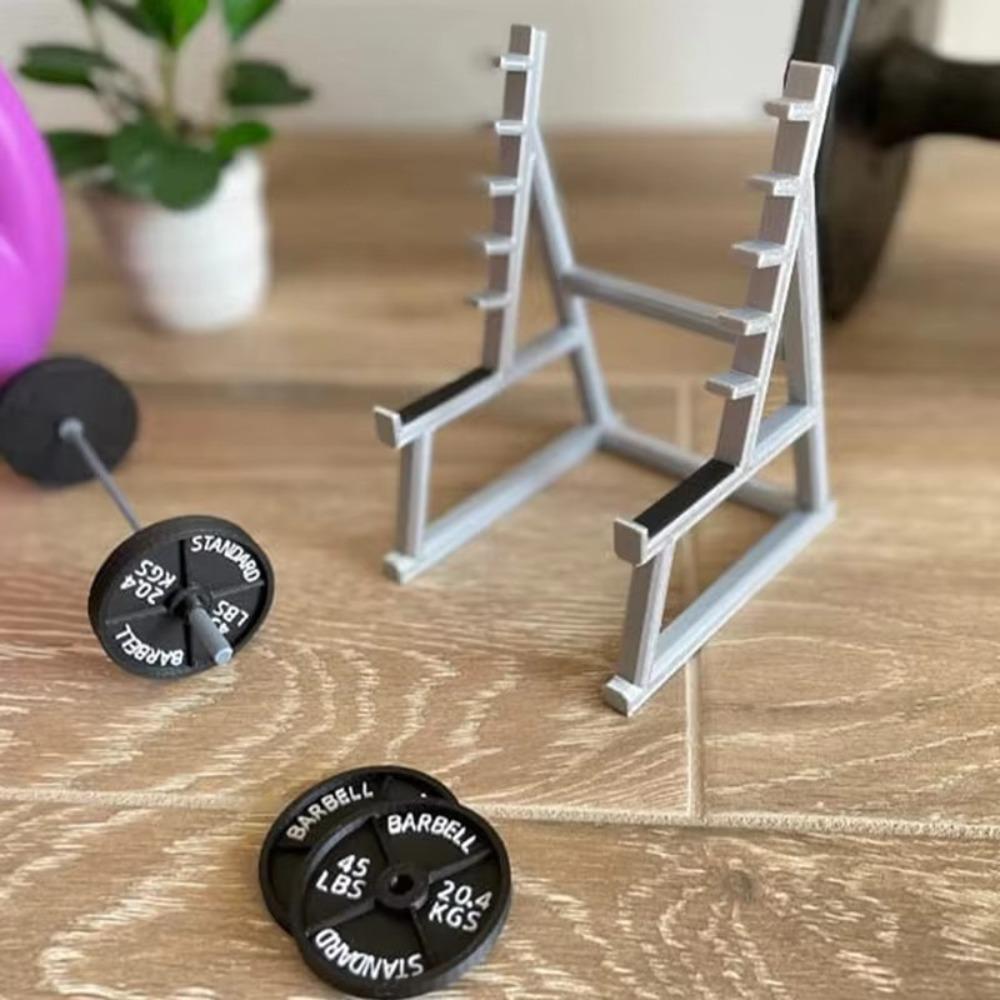 New With Barbells And Weights Barbell Rack Pen Holder Gym Theme Metal Stationery Storage Rack Mini Squat Rack Ornaments Gift