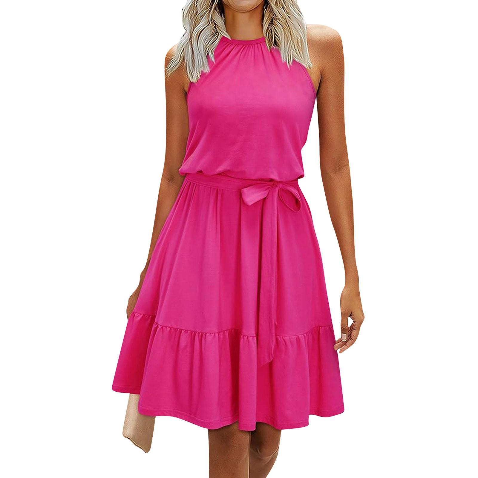 Женское модное платье без рукавов с драпировкой и плиссировкой, однотонное M