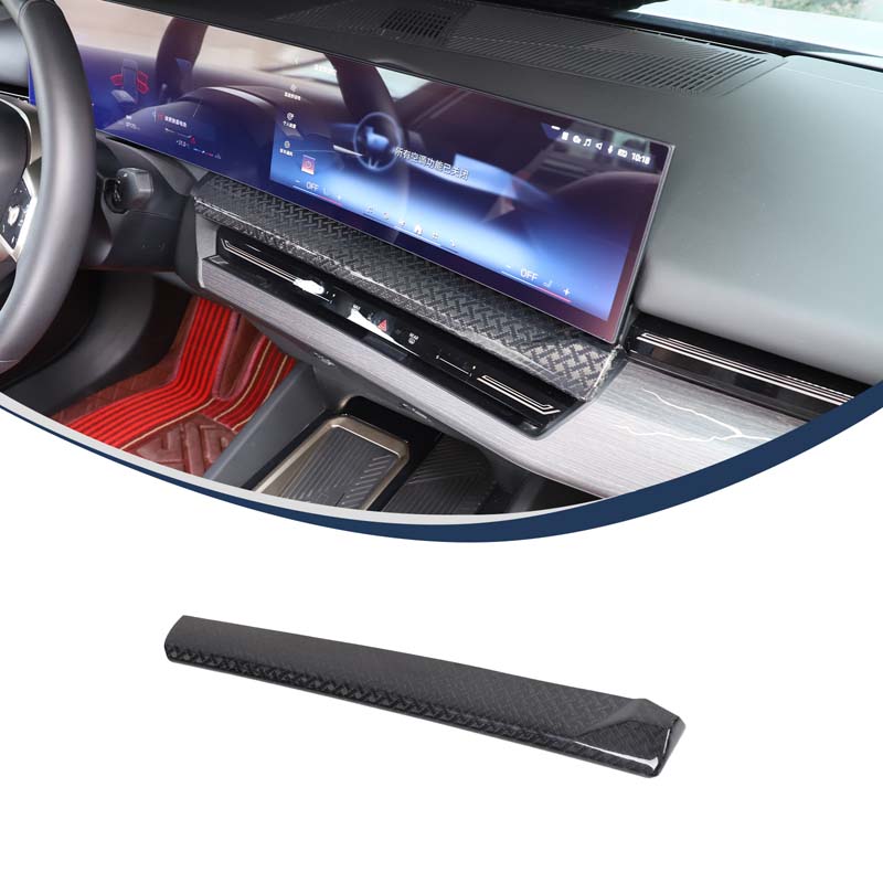 Hard true carbon fiber Car Center Control Navigation Screen Lower Panel Decorative Cover For BMW 5 Series G60 2024 LHD
