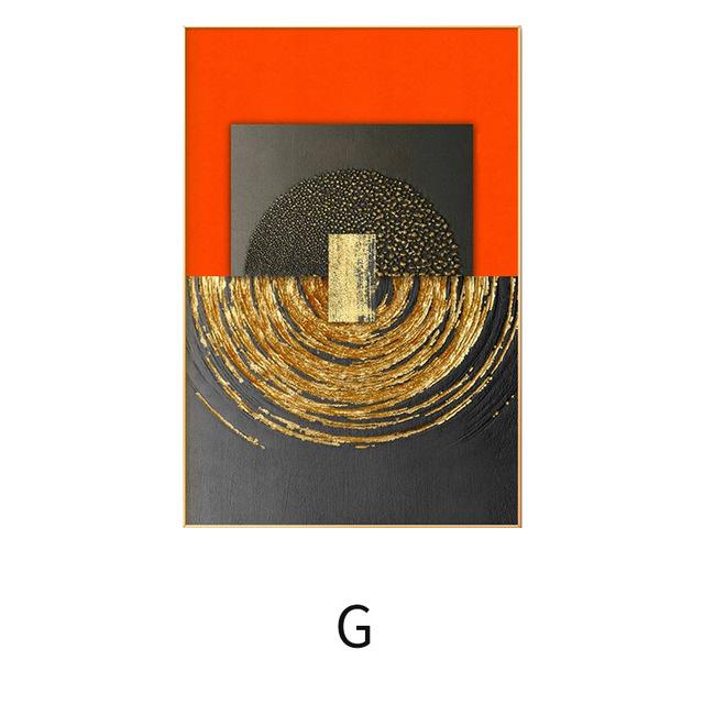 Modern Nordic Light Luxury Style Decorative Posters Abstract Gold Foil Art Canvas Painting for Home Living Room Wall Retro Photo