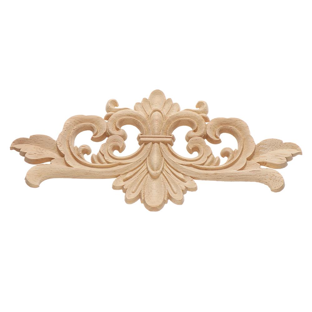 Floral Wall Door Decoration Furniture Parts Woodcarving Decorative wooden Figurines Crafts Corner Appliques Frame Wood Carved