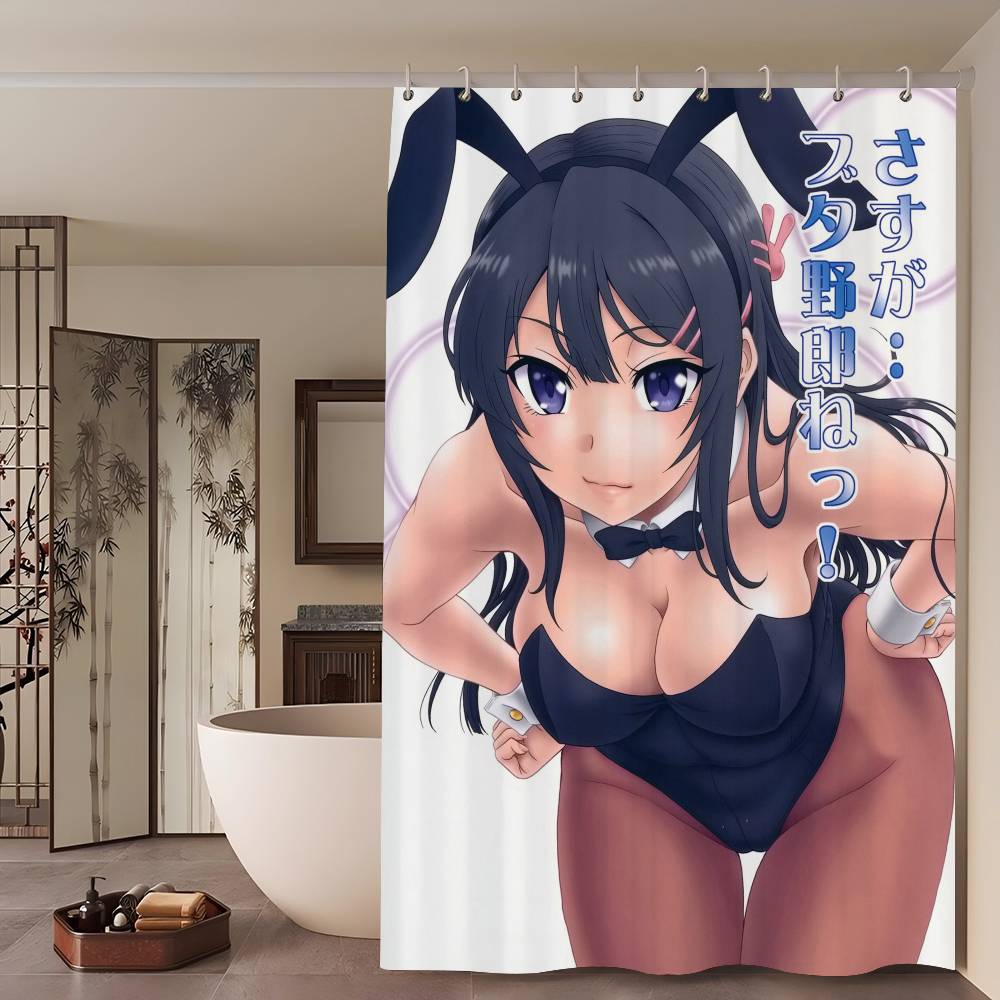 Anime Mai Sakurajima Shower Curtain - Water-Repellent And Leak-Resistant, Mold And Mildew Resistant For